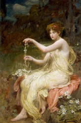 "Daisy-ketjujen tekeminen. Robert Fowlerin (1853-1926) maalaus Yksityiskokoelma.