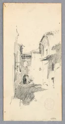 Piirros, katukohtaus, 1882