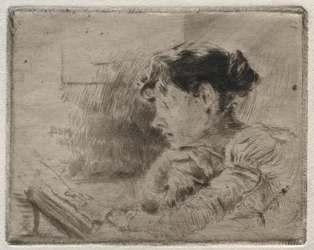 Lukeva tyttö, 1883.