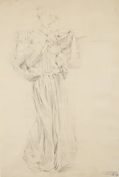 Study for Moods to Music, 1893-95 (grafiitti keltaisella lyijykynällä kiiltävällä kudottupaperilla)