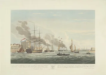 Kahdentoista hollantilaisen kauppalaivan lähtö Portsmouthin satamasta, 1833 (taulu 2) Tämä kolmen levyn sarja, joka kuvaa 12 Nederlandsche Koopvaardy -aluksen lähtöä Portsmouthin satamasta 2. kesäkuuta 1833.