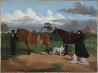 Rouva Adolphus Sceales Black Jimmien kanssa Merrangin asemalla, 1856