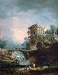 "Maisema ja vesiputous", n. 1750-1808