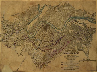 Chattanooga Kaavio taistelusta kenraalien Gens. Grant ja Braxton Bragg, joka käytiin 24.-5. marraskuuta 1863. LOC gvhs01.vhs00275