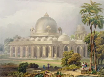 Roza Mehmoodabadissa Guzeratissa tai Sulttaani Mehmoodin visiiri hauta osastosta II, Scenery, Costumes and Architecture of India, kaivertanut John Willis (fl.1826-52) ja kaivertanut Charles B.