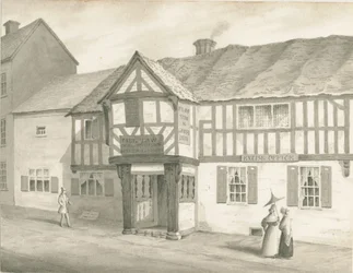 Wolverhampton - Pyhän Pietarin kirkko: seepiapiirros, 1837