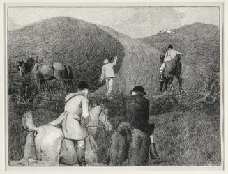 Metsästyskohtaus (litho)