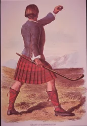 Grant of Glenmoristonin klaani soittaa shintyä (värilitho)