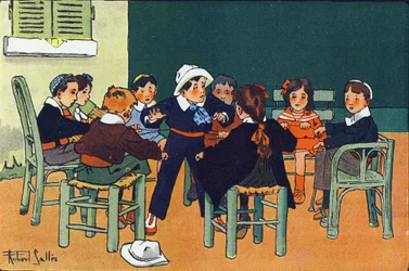 Fretille. Kaiverrus "" Mitä me pelaamme? E. Weberin "" Robert Sallesin (1871-1929) akvarellipiirroksilla. Librairie Garnier Freres, Pariisi