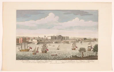 Näkymä Fort Williamiin Kalkutassa Fort William Bengalin valtakunnassa. Kuuluu East India Company of Englandiin (otsikko esineessä) VOC-ratkaisut (sarjan nimi)