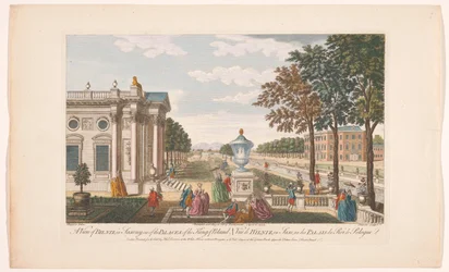 Gezicht op het Schloss Pillnitz Vista de Bilniz a Saxònia, un dels palaus del rei de Polònia (títol a l