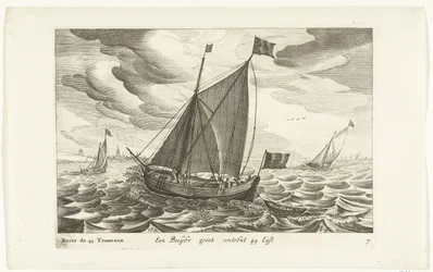 Boeiers Een Boeijer groot about 44 Last / Boïer de 44 Tonneaux (otsikko esineessä) Hollandse scheepstypen, 1627 (sarjan nimi) Eri alukset Don ton se sert dans les Uniesin maakunnat / Icons of Various Dutch Ships, joita käytetään pääasiassa vesillä