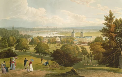 Näkymä Lontooseen otettu Greenwich Parkista, pubista. 1820, Colnaghi und Co. (akvatinta)