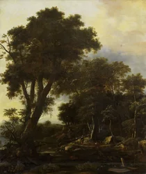 Metsämaisema, jossa on nojatuoli