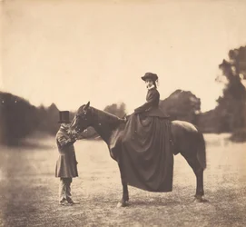 Nainen hevosen selässä, 1850-luku.