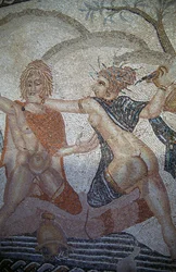 Nymfit sieppasivat Hylaksen, mosaiikki Venuksen talossa roomalaisessa Volubilisin kaupungissa (UNESCOn maailmanperintöluettelo)