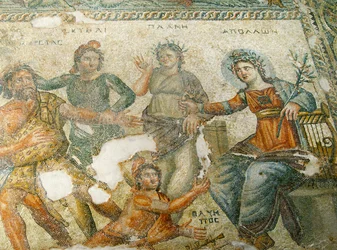 Apollo ja Marsyas, House of Aion, Paphos, Kypros (mosaiikki)