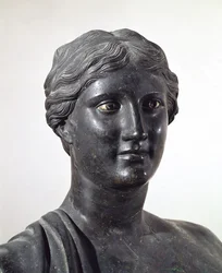 Sapfon rintakuva, pronssipatsas Papyrusten huvilasta, Herculaneumista, Campaniasta, Italiasta, roomalainen sivilisaatio