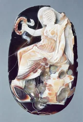 Cameo, joka kuvaa Julia Domnaa voittona, noin 200 jKr (sardonyx)