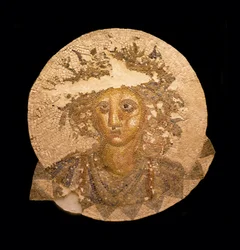 Mosaiikin keskiosa, jossa on Bacchus. Roomalainen antiikki löydetty Puerto Realista, lähellä Cadizia (Espanja), 2. vuosisadalla eaa. Cadizin museo (Espanja).