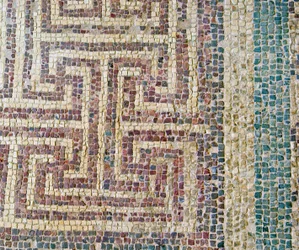 Yksityiskohta geometrisesta laattatyöstä, Theseuksen talo, Pafos, Kypros-mosaiikki