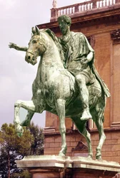 Marco Aurelion (121-180) ratsastuspatsas Piazza Campidogliolla, Roomassa.