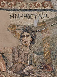 Funerary Symposium, Antiokian hautausmaa, 4. vuosisadan lopulla jKr. (mosaiikki) (242530:n yksityiskohta)