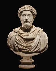 Keisari Marcus Aureliuksen muotokuvarintakuva, noin 170-180 jaa.