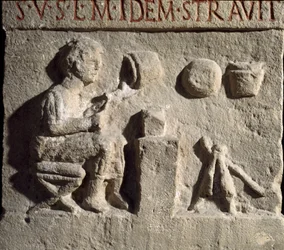 Roomalainen taide: matala reliefi, joka edustaa savenvalajan pysähdystä. 1. vuosisadalla jKr. Rooman Museo della Civilta Romana