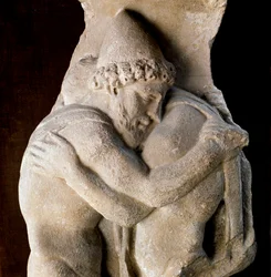 Ulysses ja hänen isänsä Laerte Ithacan kuningas Marmorisarkofagin fragmentti, 2. vuosisadalla. Rooma, Museo Barracco