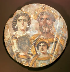 Tondo: Septimius Severuksen perhettä esittävä paneeli, n. 200 jKr.