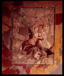 Ariadne ja Theseus. Seinämosaiikki Bicentennial Housesta, 5. vuosisadalta eKr. - 1. vuosisadalta jKr