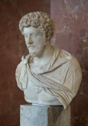 Art Rome Rooman keisari Mark Aurelen (121 - 180 jKr) marmoririntakuva