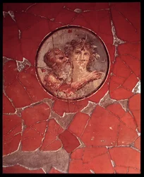Bacchus satyyrin kanssa. Seinämosaiikki Bicentennial Housesta, 5. vuosisadalta eKr. - 1. vuosisadalta jKr