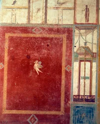 Neljännen tyylin Pompeian fresko, Pinario Cerialen talo, Pompeiji, Campania, Roomalainen sivilisaatio
