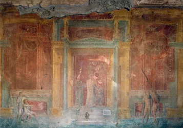 Fresko, joka kuvaa Iphigeniaa Härässä, Pinarius Cerialisin talo, Pompeji (Unescon maailmanperintö), Campania, Italia, roomalainen sivilisaatio