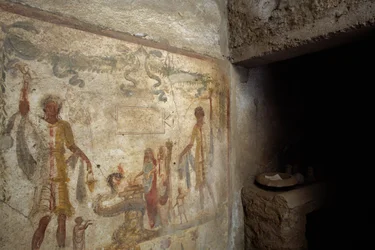Fresko Larariumista keittiön sisäänkäynnin lähellä, Caius Julius Polybiuksen talo, Pompei (UNESCOn maailmanperintöluettelo)