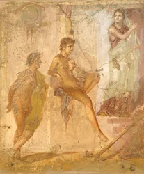 Venuksen kalastusta kuvaava fresko Golden Cupidsin talosta, Pompejista, Campaniasta, roomalaisesta sivilisaatiosta