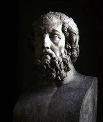 Kuvitteellinen muotokuva Sokeasta Homeruksesta. Jäljennös hellenistisen ajan rintakuvasta, joka on peräisin 2. vuosisadalta eKr. Musée du Louvre Paris