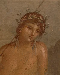 Italia, Campanian alue, Napolin maakunta, Pompeji, Marco Lucrezio Frontonen talo Fresko, joka kuvaa Narkissosta lammen rannalla