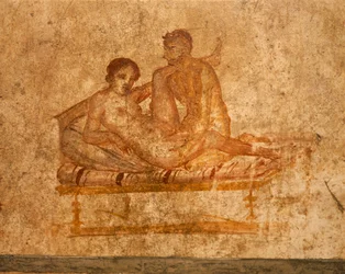 Italia, Campanian alue, Napolin maakunta, Pompeji, Vettiusten talo, eroottinen fresko