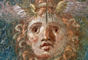 Gorgonin päätä esittävä medaljonki, oikea siipi Vettiusten talossa, Pompeji (Unescon maailmanperintöluettelo)