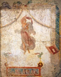 Neljännen Pompeian tyylin maalaus, joka kuvaa lentävää Maenadia tamburiinin kanssa