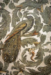 Riikinkukko, mosaiikin yksityiskohta - 4. vuosisata jKr., Bardo-museo, Tunis