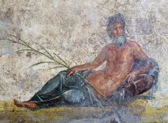 Joen jumala, fresko Pompejista, Campaniasta, Italiasta, roomalaisesta sivilisaatiosta