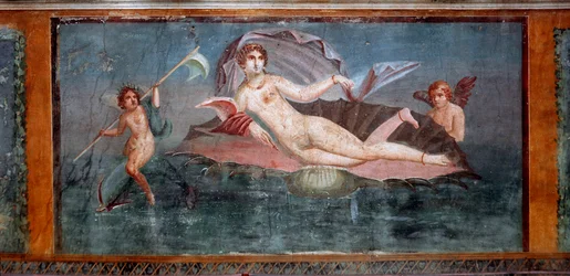 Roomalainen taide: "Venus". Fresko Casa della Venere in Conchigliasta (Venus simpukassa -talo). 1. vuosisata. Pompeji, Italia