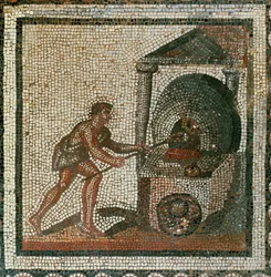 Leivän työntäminen uuniin (mosaiikki)