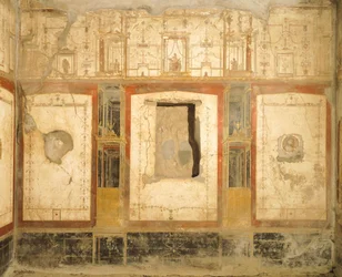 Seinäkoristelu neljänteen pompeilaiseen tyyliin, House of Loreio Tiburtino, Pompei, Campania, roomalainen sivilisaatio