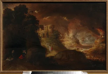 Sodoma ja Gomorra. Rombout van Troyenin maalaus (noin 1605-noin 1650), öljy kankaalle. hollantilaista taidetta