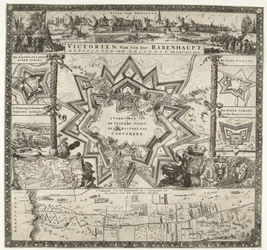 Rabenhauptin voitot Groningenissa vuosina 1672-1673 Victorien van syn exc. Rabenhaupt, Groningen ja Omlanden, int iaer 1672 ja 73 (otsikko esineessä)